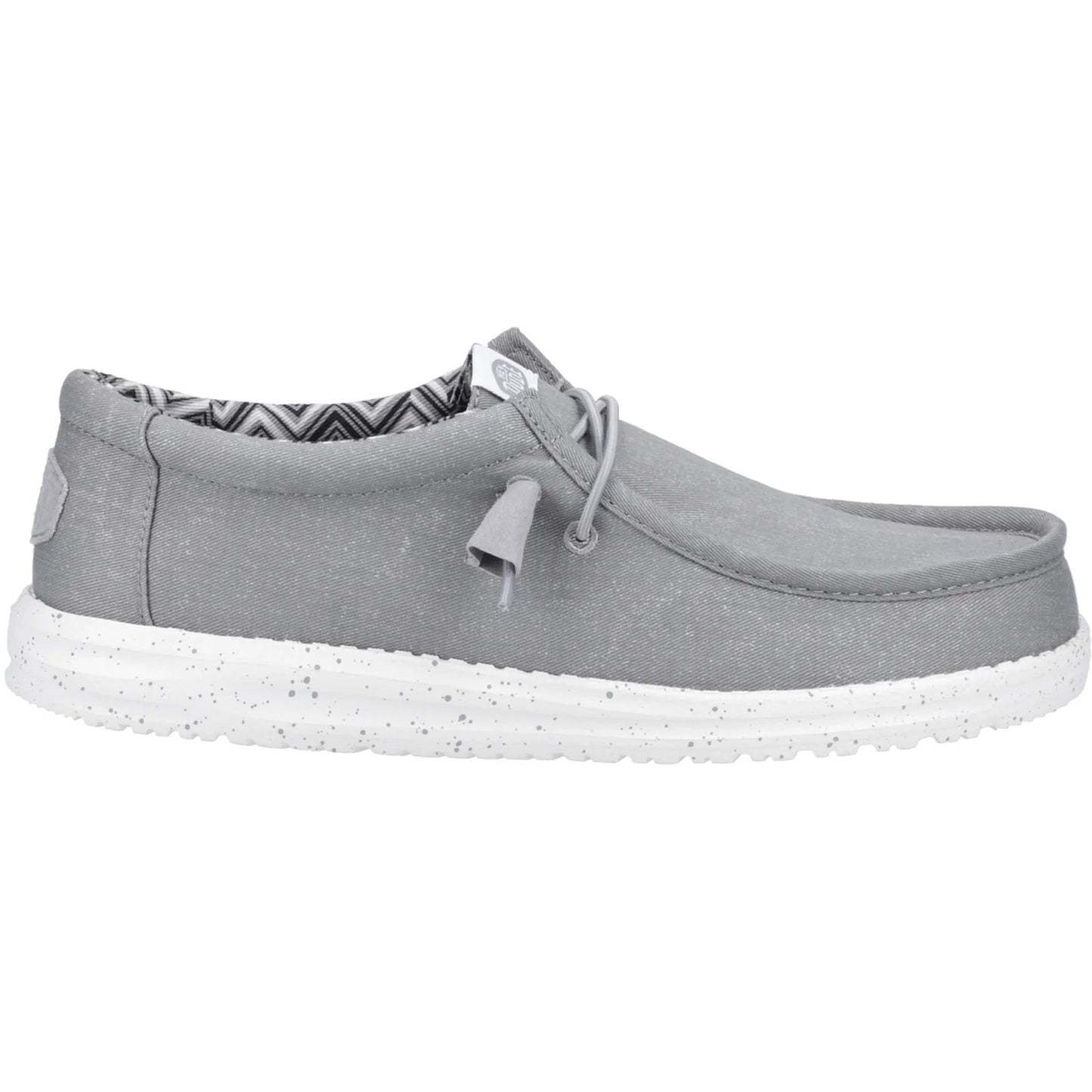 HEY DUDE Wally Canvas - Mens Lightweight Slip On Casual Shoe Light Grey