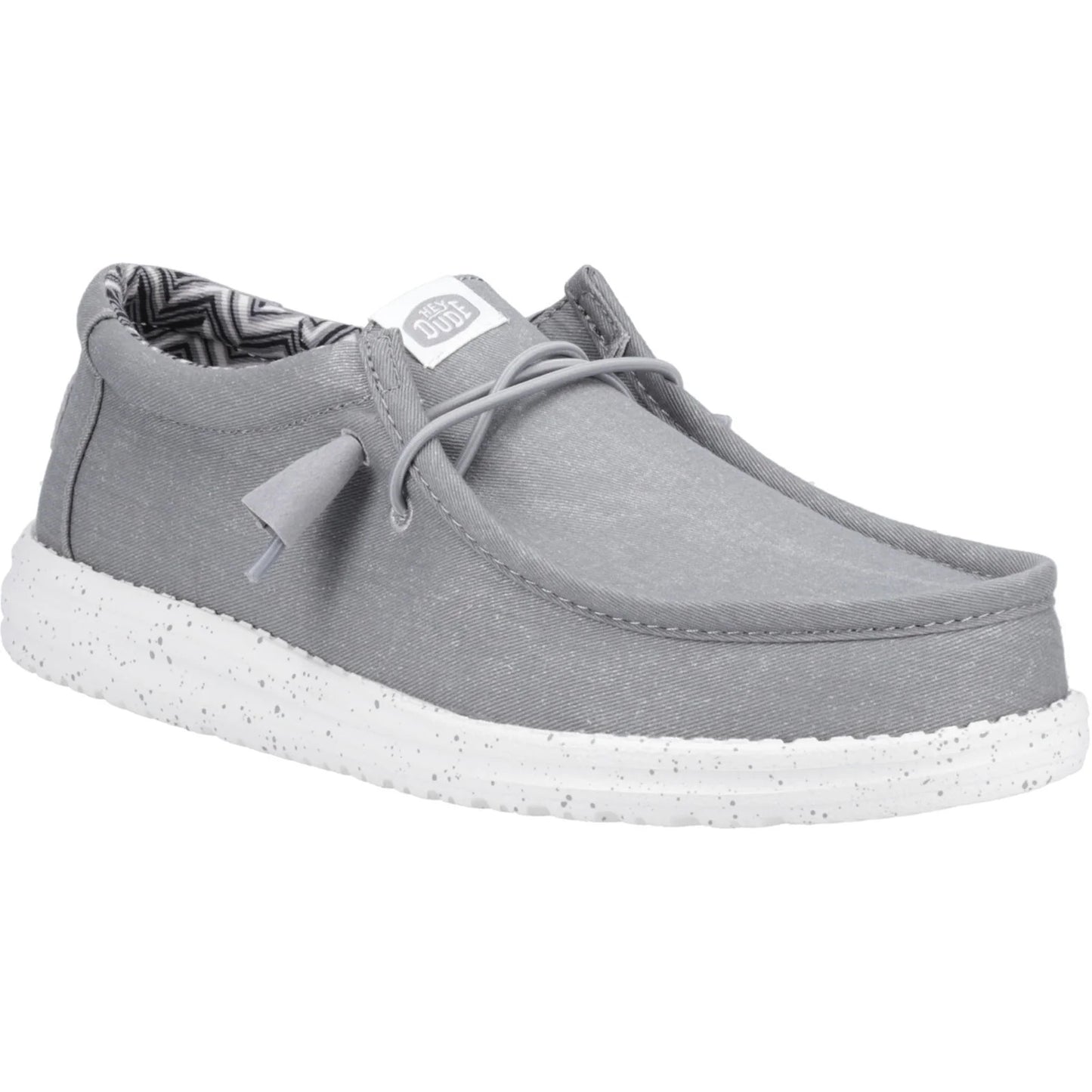 HEY DUDE Wally Canvas - Mens Lightweight Slip On Casual Shoe Light Grey