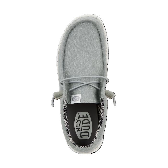 HEY DUDE Wally Canvas - Mens Lightweight Slip On Casual Shoe Light Grey
