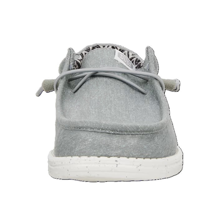 HEY DUDE Wally Canvas - Mens Lightweight Slip On Casual Shoe Light Grey