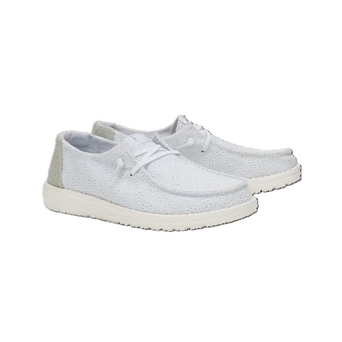 HEY DUDE Wendy Eyelet - Womens/Ladies Lightweight Slip On Casual Shoe Light Blue