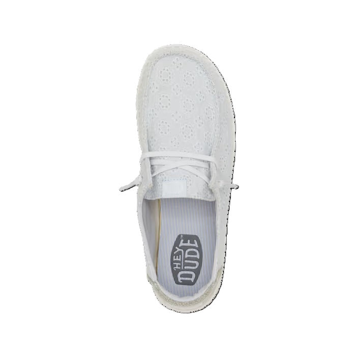 HEY DUDE Wendy Eyelet - Womens/Ladies Lightweight Slip On Casual Shoe Light Blue
