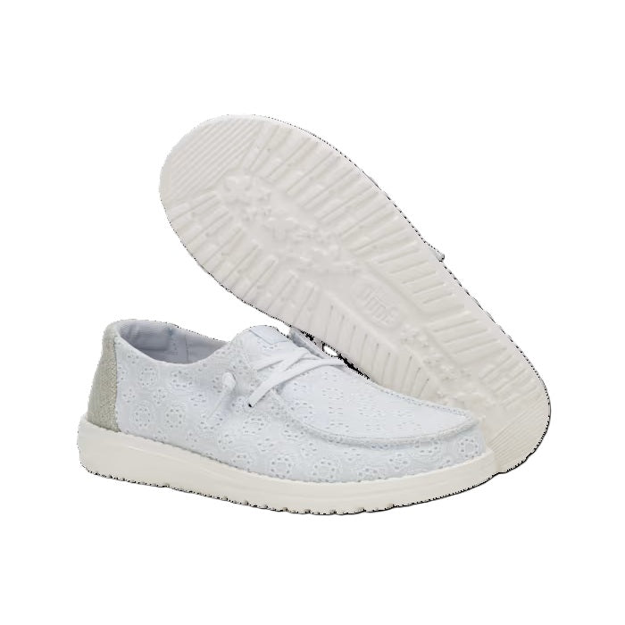HEY DUDE Wendy Eyelet - Womens/Ladies Lightweight Slip On Casual Shoe Light Blue