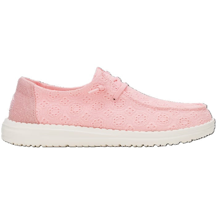 HEY DUDE Wendy Eyelet - Womens/Ladies Lightweight Slip On Casual Shoe Pale Pink