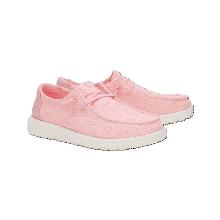 HEY DUDE Wendy Eyelet - Womens/Ladies Lightweight Slip On Casual Shoe Pale Pink