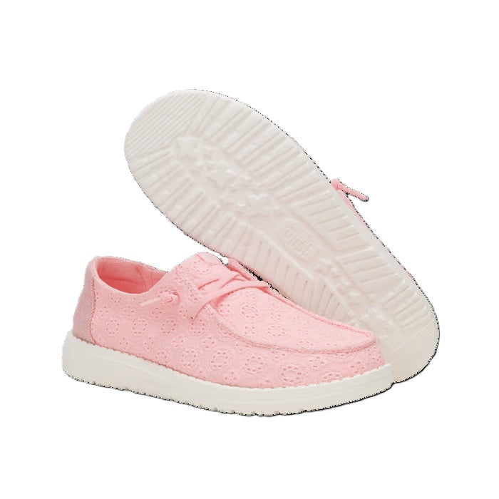 HEY DUDE Wendy Eyelet - Womens/Ladies Lightweight Slip On Casual Shoe Pale Pink