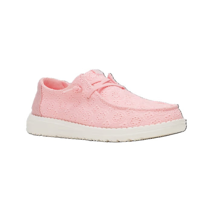 HEY DUDE Wendy Eyelet - Womens/Ladies Lightweight Slip On Casual Shoe Pale Pink