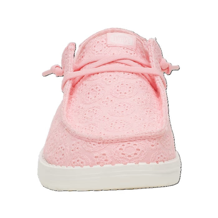 HEY DUDE Wendy Eyelet - Womens/Ladies Lightweight Slip On Casual Shoe Pale Pink