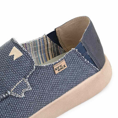 KICKBACK Barbeach Woven - Mens Lightweight Slip On Canvas Weave Shoe Navy