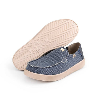 KICKBACK Barbeach Woven - Mens Lightweight Slip On Canvas Weave Shoe Navy