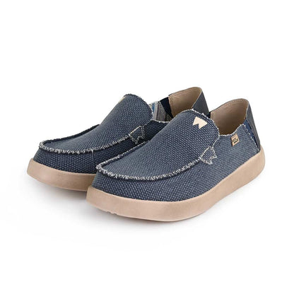KICKBACK Barbeach Woven - Mens Lightweight Slip On Canvas Weave Shoe Navy