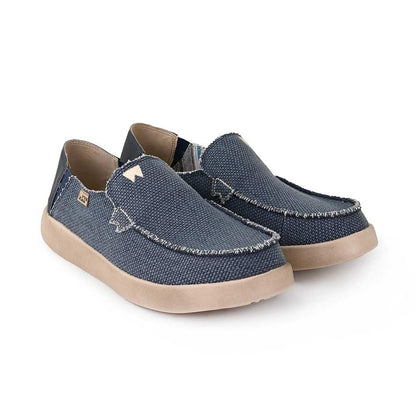 KICKBACK Barbeach Woven - Mens Lightweight Slip On Canvas Weave Shoe Navy