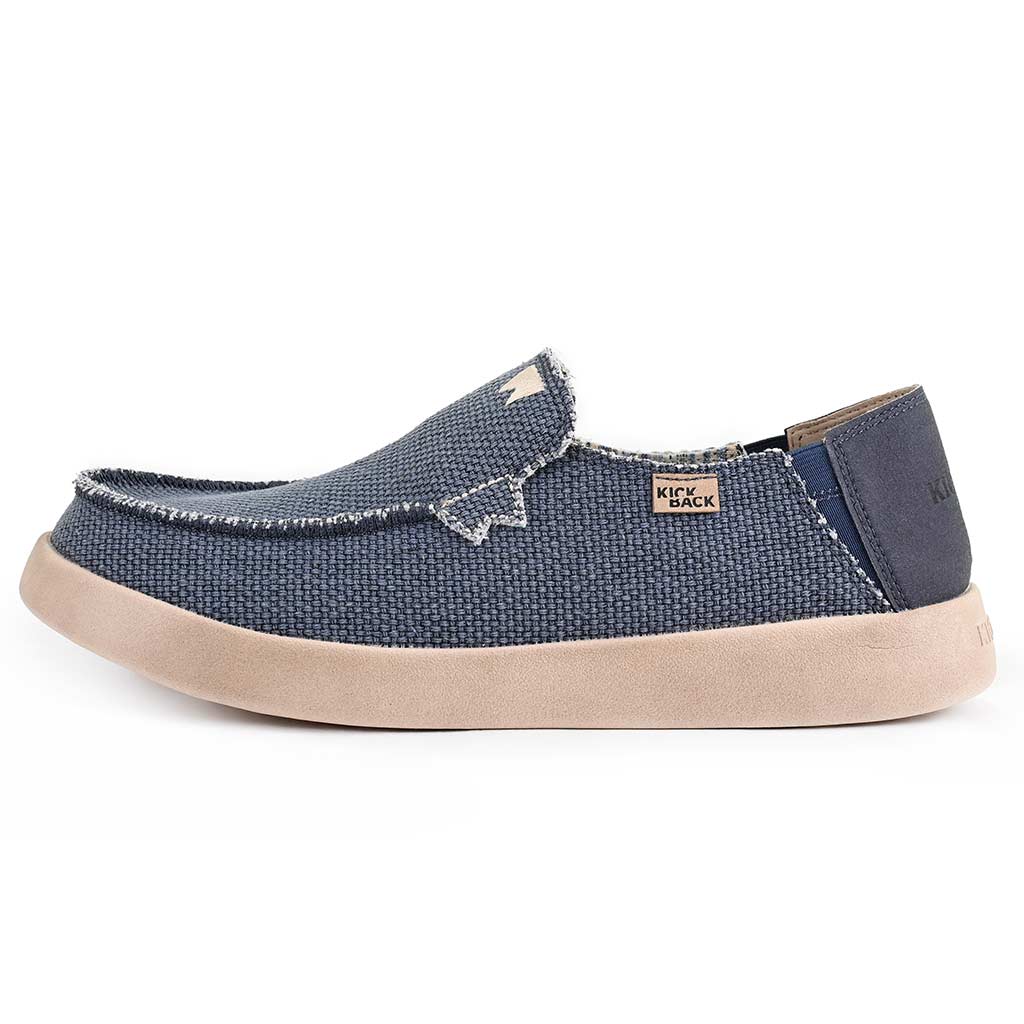 KICKBACK Barbeach Woven - Mens Lightweight Slip On Canvas Weave Shoe Navy