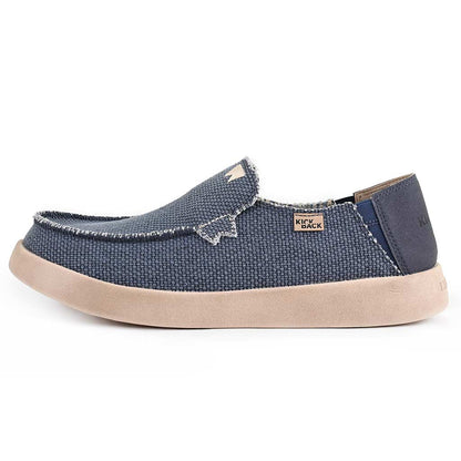 KICKBACK Barbeach Woven - Mens Lightweight Slip On Canvas Weave Shoe Navy