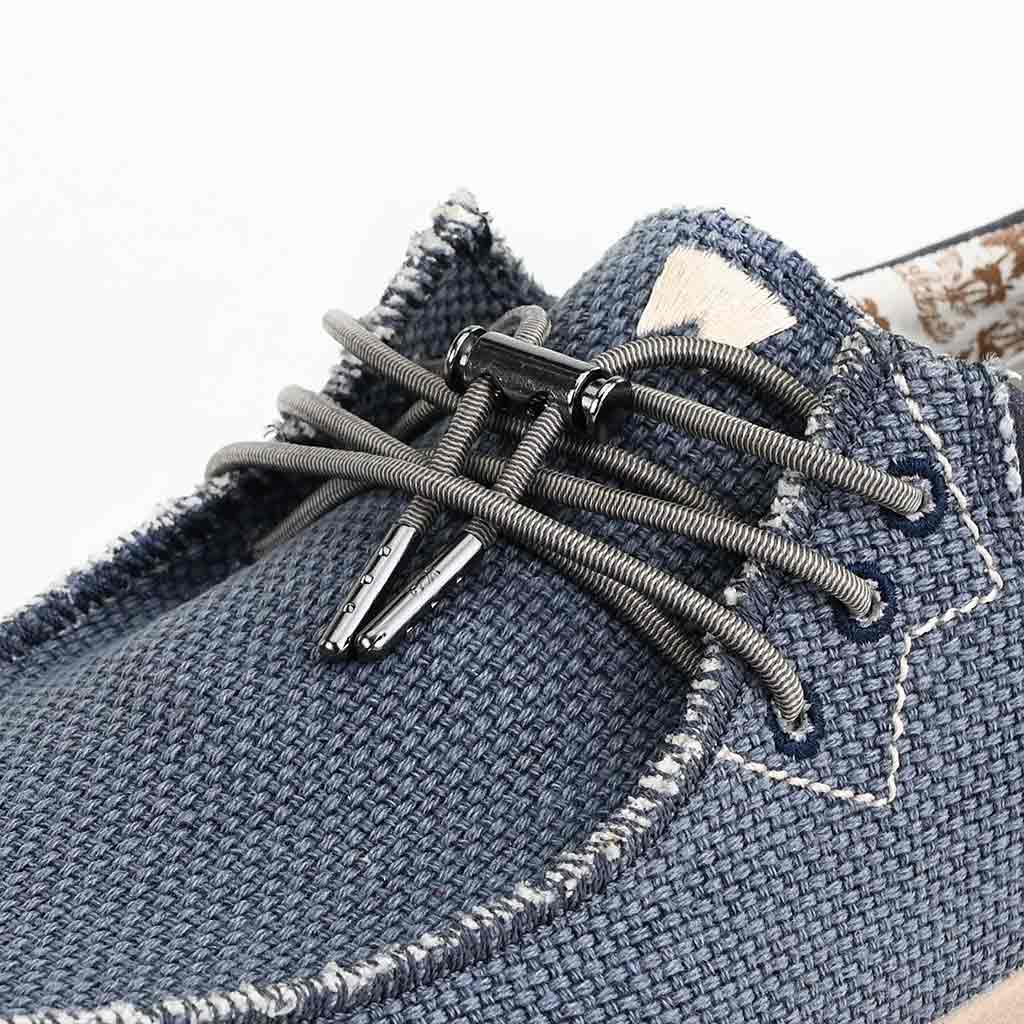 KICKBACK Haven Woven - Mens Lightweight Elasticated Lace Loafer Shoe Navy