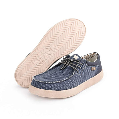 KICKBACK Haven Woven - Mens Lightweight Elasticated Lace Loafer Shoe Navy