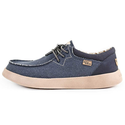 KICKBACK Haven Woven - Mens Lightweight Elasticated Lace Loafer Shoe Navy