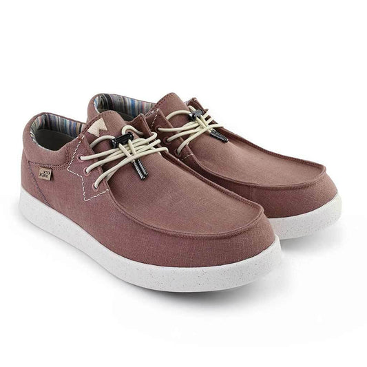 KICKBACK Haven Linen - Mens Lightweight Elasticated Lace Loafer Shoe Dusky Pink