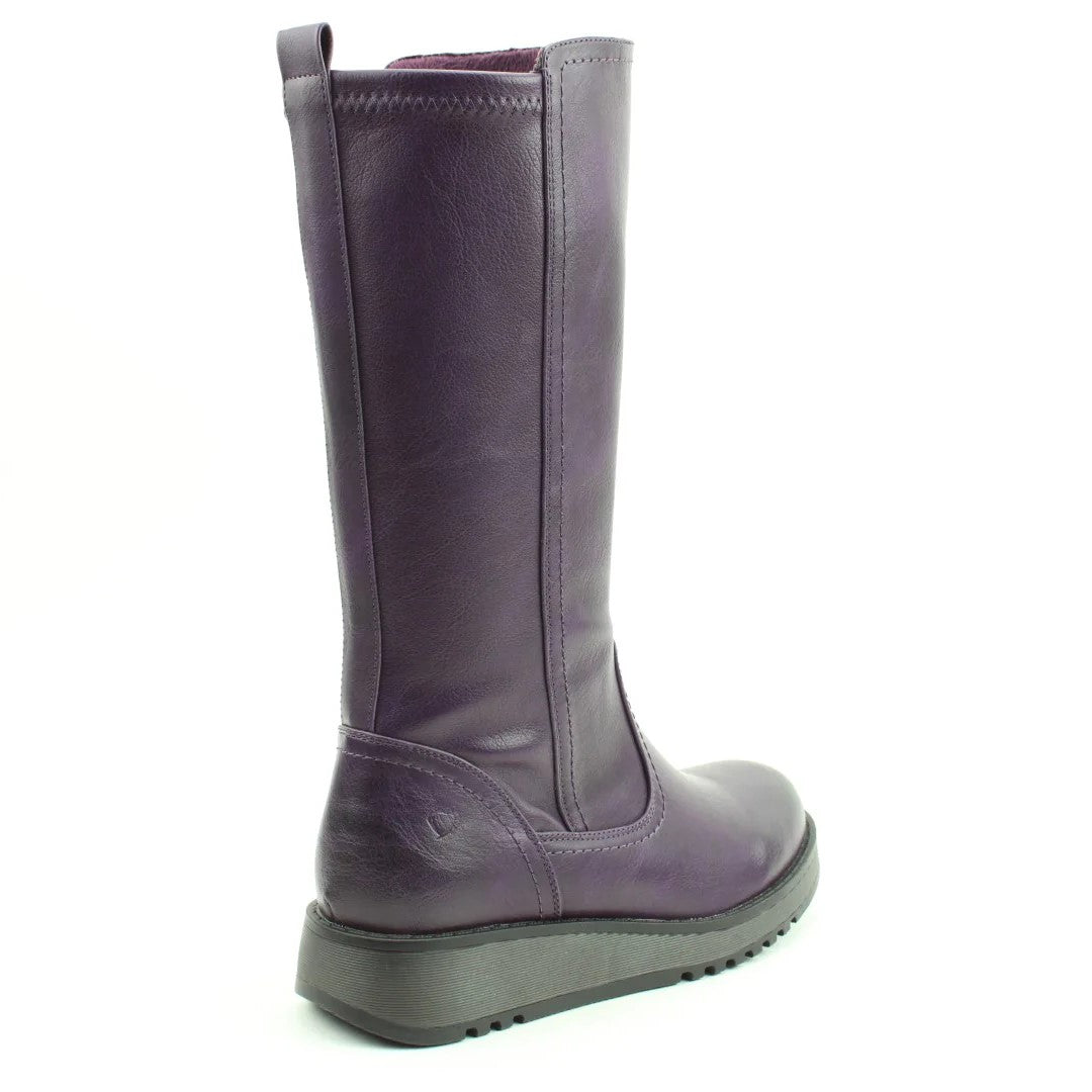 HEAVENLY FEET Luna - Womens/Ladies Vegan Relaxed Zip Up Wedge Boot Purple