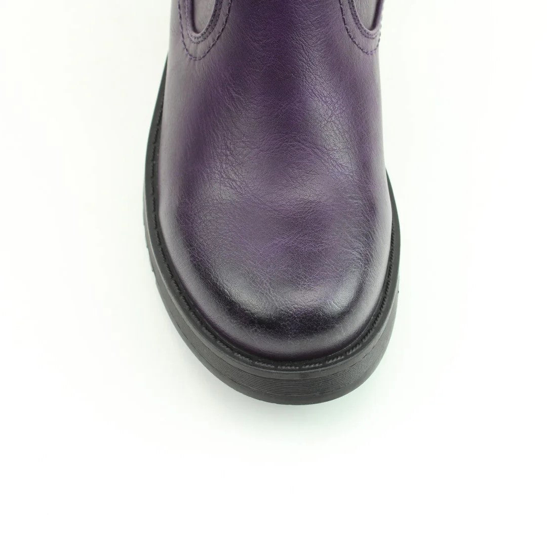 HEAVENLY FEET Luna - Womens/Ladies Vegan Relaxed Zip Up Wedge Boot Purple