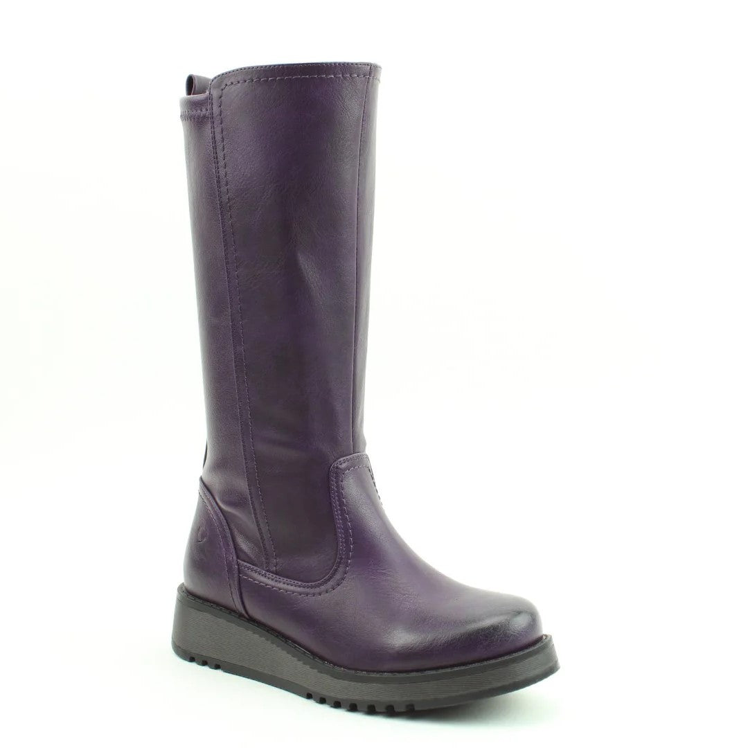 HEAVENLY FEET Luna - Womens/Ladies Vegan Relaxed Zip Up Wedge Boot Purple