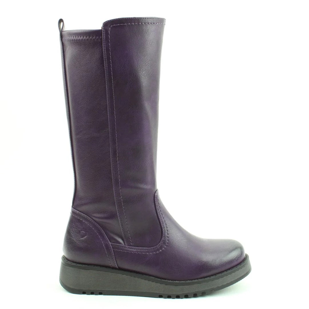 HEAVENLY FEET Luna - Womens/Ladies Vegan Relaxed Zip Up Wedge Boot Purple