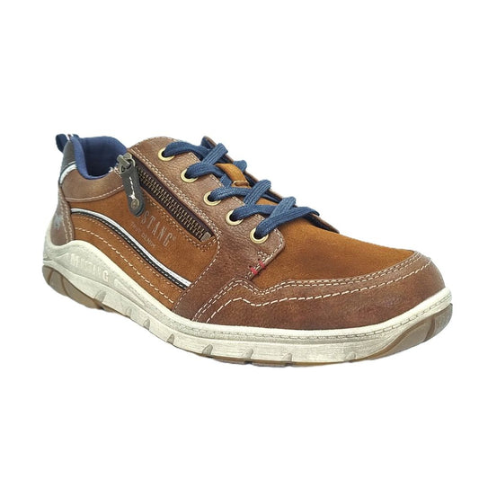 MUSTANG Carson - Mens Lace & Zip Up Fashion Trainer Chestnut