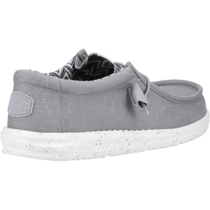 HEY DUDE Wally Canvas - Mens Lightweight Slip On Casual Shoe Light Grey
