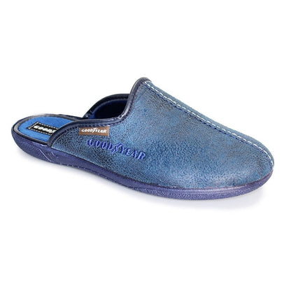GOODYEAR Tees - Mens Distressed Effect Mule Slipper Blue