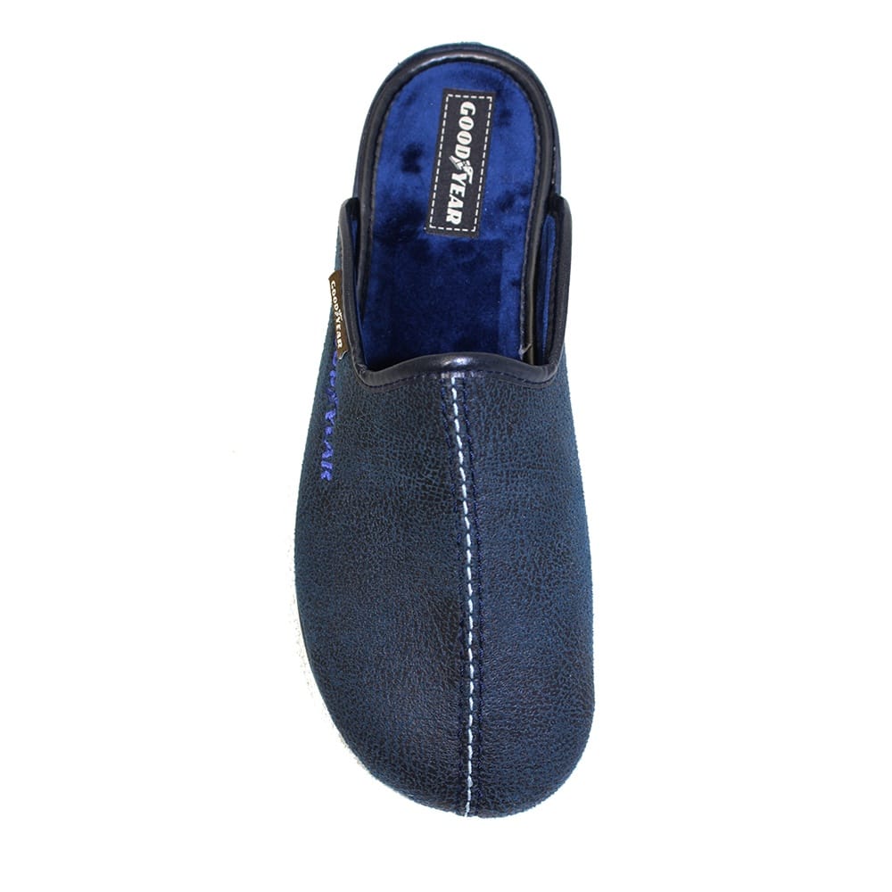 GOODYEAR Tees - Mens Distressed Effect Mule Slipper Blue