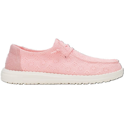 HEY DUDE Wendy Eyelet - Womens/Ladies Lightweight Slip On Casual Shoe Pale Pink