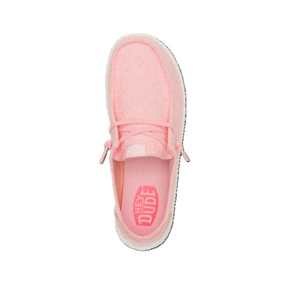 HEY DUDE Wendy Eyelet - Womens/Ladies Lightweight Slip On Casual Shoe Pale Pink