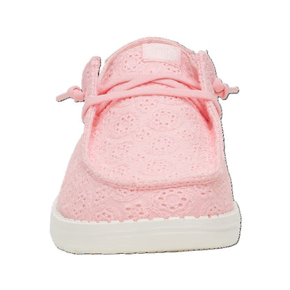 HEY DUDE Wendy Eyelet - Womens/Ladies Lightweight Slip On Casual Shoe Pale Pink