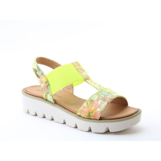 HEAVENLY FEET Ritz - Womens/Ladies Lightweight Chunky Casual Sandal Floral Lime