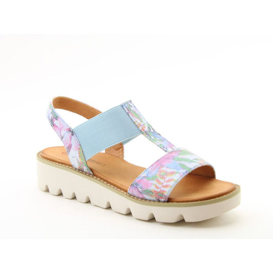 HEAVENLY FEET Ritz - Womens/Ladies Lightweight Chunky Casual Sandal Floral Blue